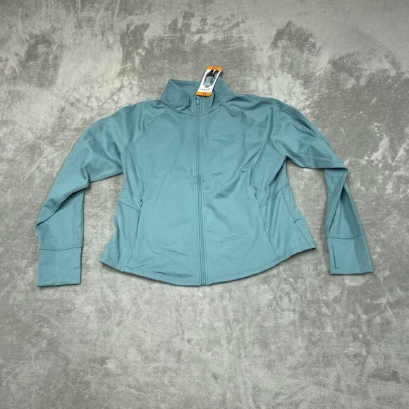 Jockey Womens XXL Zip-Up Jacket Light Blue Polyester/Spandex Blend NWT 6539 - Picture 1 of 7